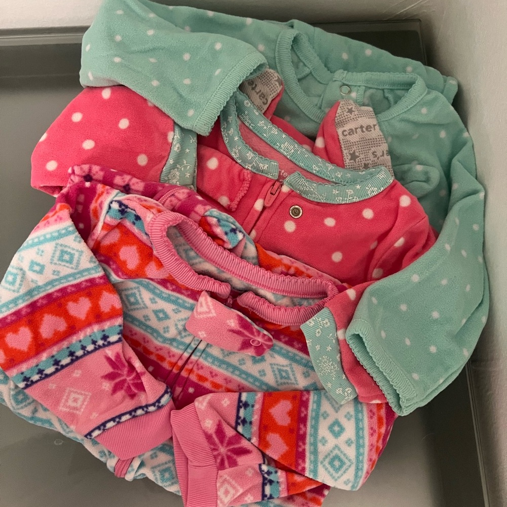 Carter's Cozy Baby Pajama Set - Pink and Teal